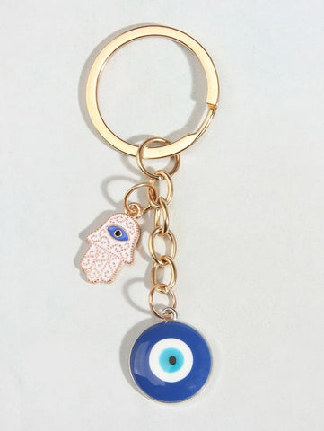 Evil Eye & Hand Charm Keychain